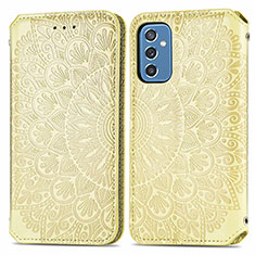 Custodia Portafoglio In Pelle Fantasia Modello Cover con Supporto S01D per Samsung Galaxy M52 5G Oro