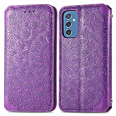 Custodia Portafoglio In Pelle Fantasia Modello Cover con Supporto S01D per Samsung Galaxy M52 5G Viola