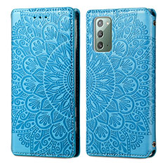 Custodia Portafoglio In Pelle Fantasia Modello Cover con Supporto S01D per Samsung Galaxy Note 20 5G Blu