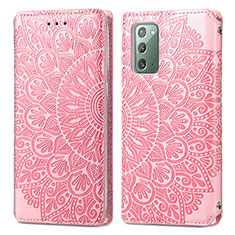 Custodia Portafoglio In Pelle Fantasia Modello Cover con Supporto S01D per Samsung Galaxy Note 20 5G Oro Rosa