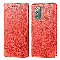 Custodia Portafoglio In Pelle Fantasia Modello Cover con Supporto S01D per Samsung Galaxy Note 20 5G Rosso