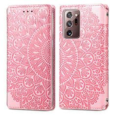 Custodia Portafoglio In Pelle Fantasia Modello Cover con Supporto S01D per Samsung Galaxy Note 20 Ultra 5G Oro Rosa