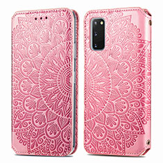 Custodia Portafoglio In Pelle Fantasia Modello Cover con Supporto S01D per Samsung Galaxy S20 5G Oro Rosa