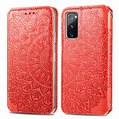 Custodia Portafoglio In Pelle Fantasia Modello Cover con Supporto S01D per Samsung Galaxy S20 FE 5G Rosso