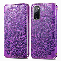 Custodia Portafoglio In Pelle Fantasia Modello Cover con Supporto S01D per Samsung Galaxy S20 FE 5G Viola