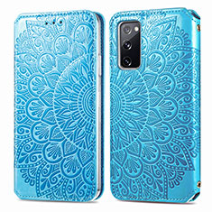 Custodia Portafoglio In Pelle Fantasia Modello Cover con Supporto S01D per Samsung Galaxy S20 Lite 5G Blu