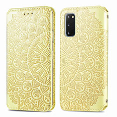 Custodia Portafoglio In Pelle Fantasia Modello Cover con Supporto S01D per Samsung Galaxy S20 Oro