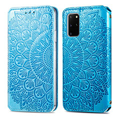 Custodia Portafoglio In Pelle Fantasia Modello Cover con Supporto S01D per Samsung Galaxy S20 Plus 5G Blu