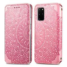 Custodia Portafoglio In Pelle Fantasia Modello Cover con Supporto S01D per Samsung Galaxy S20 Plus 5G Oro Rosa