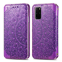 Custodia Portafoglio In Pelle Fantasia Modello Cover con Supporto S01D per Samsung Galaxy S20 Plus 5G Viola