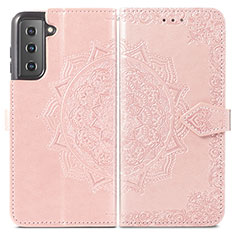 Custodia Portafoglio In Pelle Fantasia Modello Cover con Supporto S01D per Samsung Galaxy S22 Plus 5G Rosa