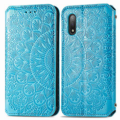 Custodia Portafoglio In Pelle Fantasia Modello Cover con Supporto S01D per Sony Xperia Ace II Blu