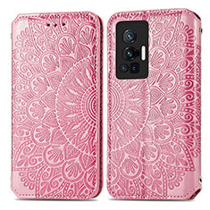 Custodia Portafoglio In Pelle Fantasia Modello Cover con Supporto S01D per Vivo X70 Pro 5G Oro Rosa