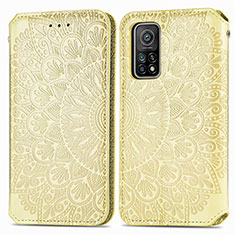 Custodia Portafoglio In Pelle Fantasia Modello Cover con Supporto S01D per Xiaomi Mi 10T 5G Oro