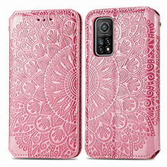 Custodia Portafoglio In Pelle Fantasia Modello Cover con Supporto S01D per Xiaomi Redmi K30S 5G Oro Rosa