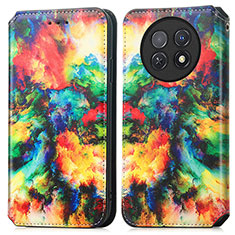 Custodia Portafoglio In Pelle Fantasia Modello Cover con Supporto S02D per Huawei Nova Y91 Multicolore