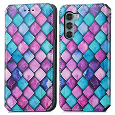 Custodia Portafoglio In Pelle Fantasia Modello Cover con Supporto S02D per Motorola Moto Edge S30 5G Viola