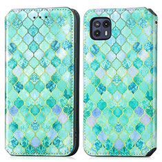 Custodia Portafoglio In Pelle Fantasia Modello Cover con Supporto S02D per Motorola Moto G50 5G Verde