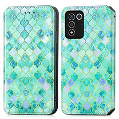 Custodia Portafoglio In Pelle Fantasia Modello Cover con Supporto S02D per Oppo K9S 5G Verde