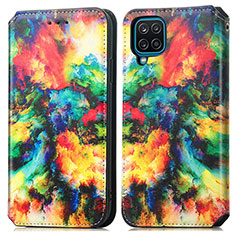 Custodia Portafoglio In Pelle Fantasia Modello Cover con Supporto S02D per Samsung Galaxy A12 Nacho Multicolore