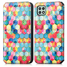 Custodia Portafoglio In Pelle Fantasia Modello Cover con Supporto S02D per Samsung Galaxy A22 5G Multicolore