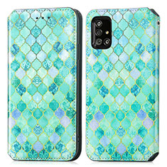Custodia Portafoglio In Pelle Fantasia Modello Cover con Supporto S02D per Samsung Galaxy A51 4G Verde