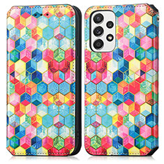 Custodia Portafoglio In Pelle Fantasia Modello Cover con Supporto S02D per Samsung Galaxy A53 5G Multicolore