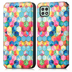 Custodia Portafoglio In Pelle Fantasia Modello Cover con Supporto S02D per Samsung Galaxy F42 5G Multicolore