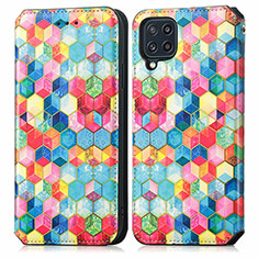 Custodia Portafoglio In Pelle Fantasia Modello Cover con Supporto S02D per Samsung Galaxy M32 4G Multicolore