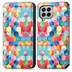 Custodia Portafoglio In Pelle Fantasia Modello Cover con Supporto S02D per Samsung Galaxy M33 5G Multicolore