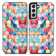 Custodia Portafoglio In Pelle Fantasia Modello Cover con Supporto S02D per Samsung Galaxy S21 5G Colorato