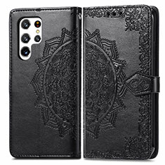 Custodia Portafoglio In Pelle Fantasia Modello Cover con Supporto S02D per Samsung Galaxy S21 Ultra 5G Nero