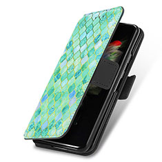 Custodia Portafoglio In Pelle Fantasia Modello Cover con Supporto S02D per Samsung Galaxy Z Fold4 5G Verde