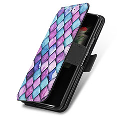 Custodia Portafoglio In Pelle Fantasia Modello Cover con Supporto S02D per Samsung Galaxy Z Fold4 5G Viola