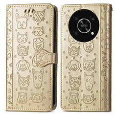 Custodia Portafoglio In Pelle Fantasia Modello Cover con Supporto S03D per Huawei Enjoy 50 Pro Oro