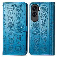 Custodia Portafoglio In Pelle Fantasia Modello Cover con Supporto S03D per Huawei Honor 90 Lite 5G Blu