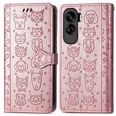 Custodia Portafoglio In Pelle Fantasia Modello Cover con Supporto S03D per Huawei Honor 90 Lite 5G Oro Rosa