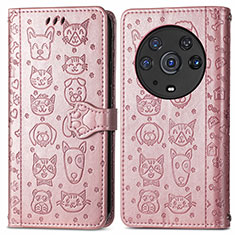 Custodia Portafoglio In Pelle Fantasia Modello Cover con Supporto S03D per Huawei Honor Magic3 Pro 5G Oro Rosa