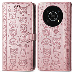 Custodia Portafoglio In Pelle Fantasia Modello Cover con Supporto S03D per Huawei Honor Magic4 Lite 5G Oro Rosa