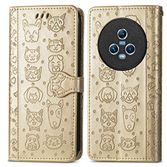 Custodia Portafoglio In Pelle Fantasia Modello Cover con Supporto S03D per Huawei Honor Magic5 5G Oro