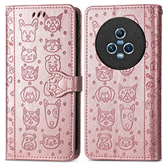 Custodia Portafoglio In Pelle Fantasia Modello Cover con Supporto S03D per Huawei Honor Magic5 5G Oro Rosa