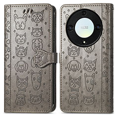 Custodia Portafoglio In Pelle Fantasia Modello Cover con Supporto S03D per Huawei Honor Magic5 Lite 5G Grigio