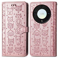 Custodia Portafoglio In Pelle Fantasia Modello Cover con Supporto S03D per Huawei Honor Magic5 Lite 5G Oro Rosa