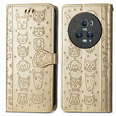 Custodia Portafoglio In Pelle Fantasia Modello Cover con Supporto S03D per Huawei Honor Magic5 Pro 5G Oro