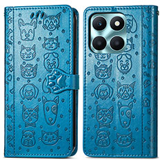 Custodia Portafoglio In Pelle Fantasia Modello Cover con Supporto S03D per Huawei Honor X6a Blu