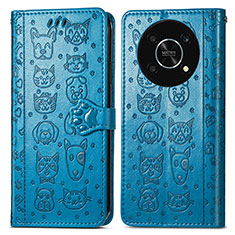 Custodia Portafoglio In Pelle Fantasia Modello Cover con Supporto S03D per Huawei Nova Y90 Blu