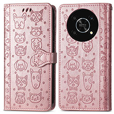 Custodia Portafoglio In Pelle Fantasia Modello Cover con Supporto S03D per Huawei Nova Y90 Oro Rosa