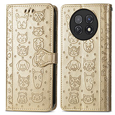 Custodia Portafoglio In Pelle Fantasia Modello Cover con Supporto S03D per Huawei Nova Y91 Oro