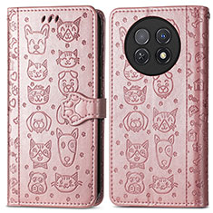 Custodia Portafoglio In Pelle Fantasia Modello Cover con Supporto S03D per Huawei Nova Y91 Oro Rosa