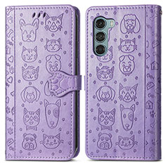 Custodia Portafoglio In Pelle Fantasia Modello Cover con Supporto S03D per Motorola Moto Edge S30 5G Viola